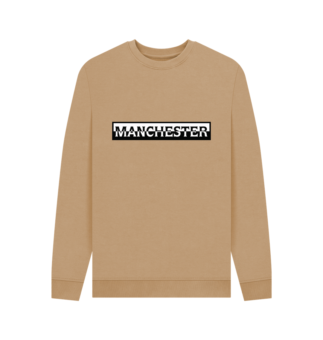 Sand Mens Monochrome Manchester Logo Crew Neck Sweater