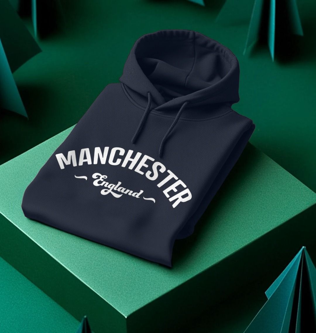 Mens Manchester England Mono White Logo Hoodie