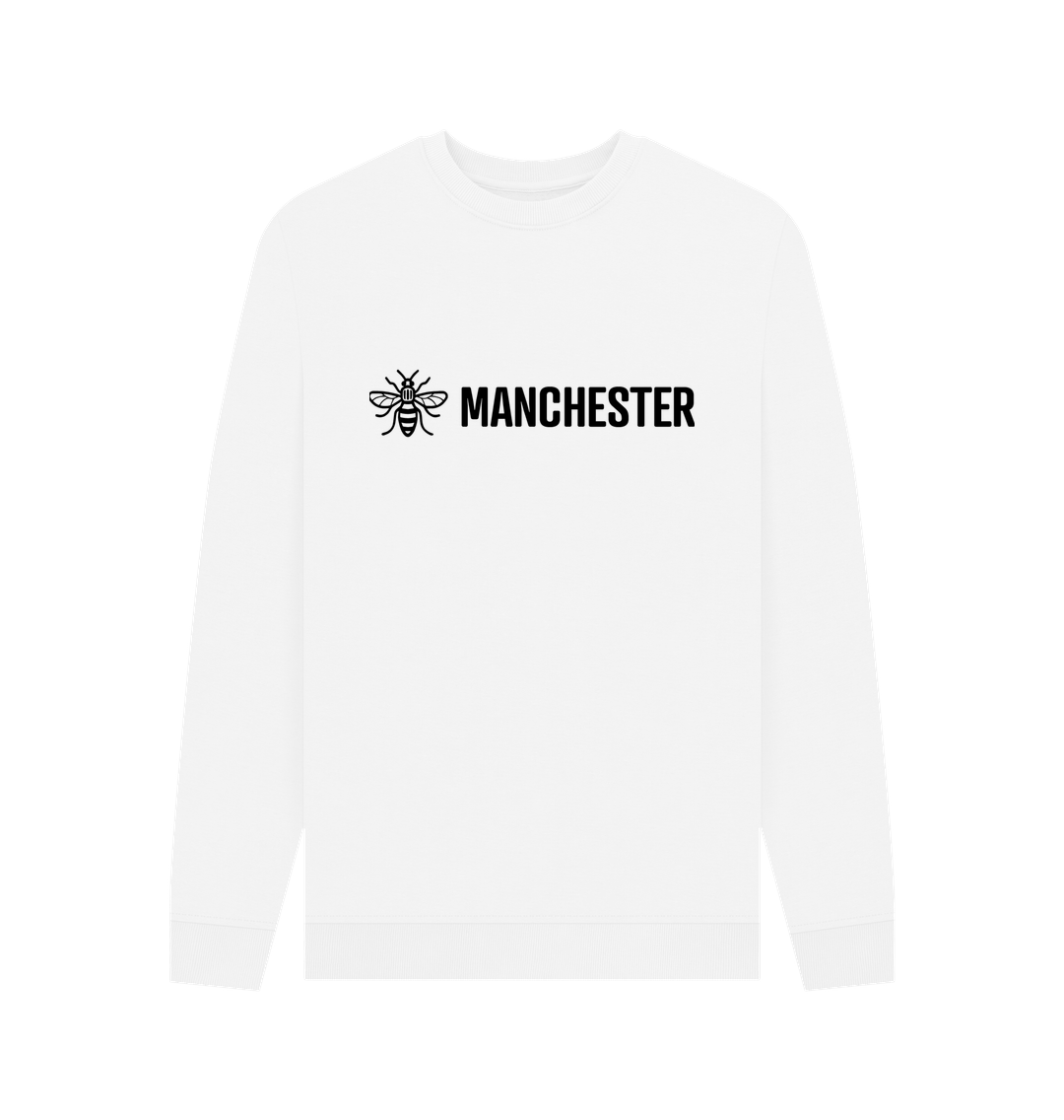 White Mens Small Front Logo - Rear Bee Sweat Shirt