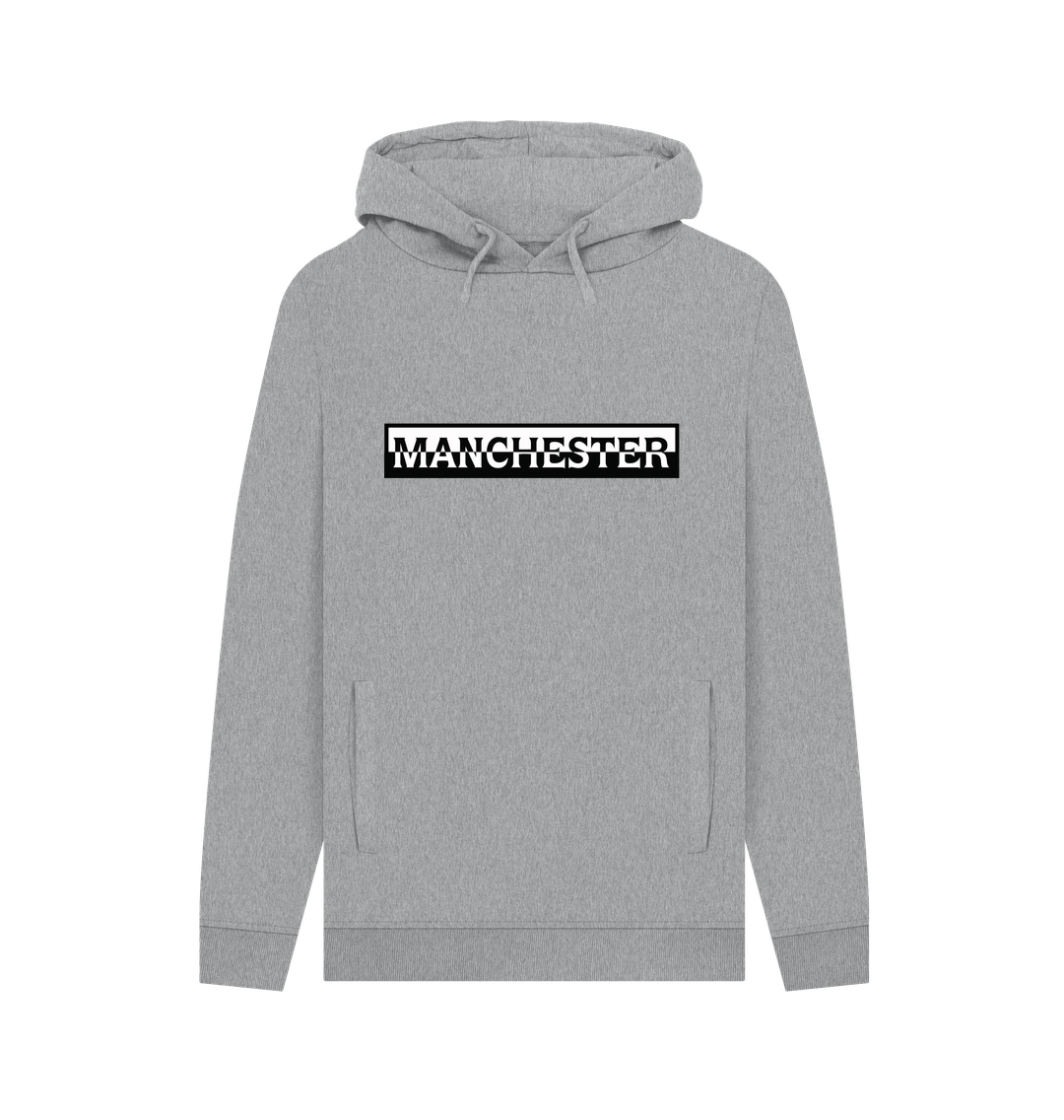 Light Heather Mens Monochrome Manchester Logo Pullover Hoodie
