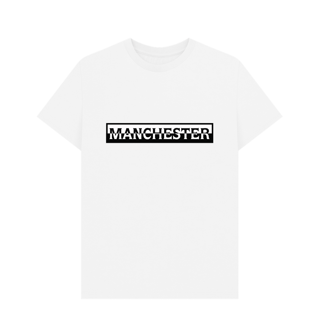 White Mens Monochrome Manchester Logo T-Shirt