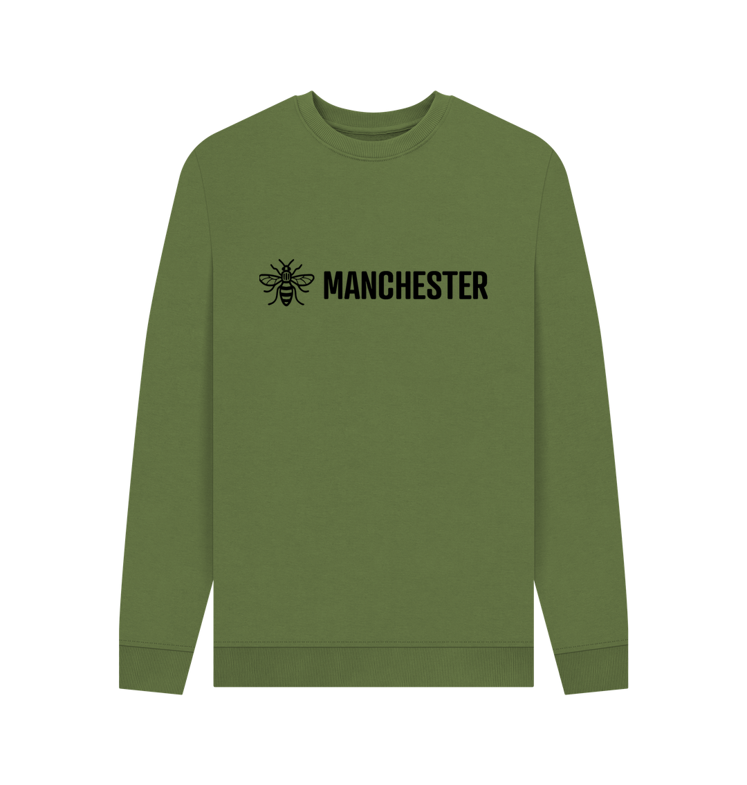 Khaki Mens Small Front Logo - Rear Bee Sweat Shirt
