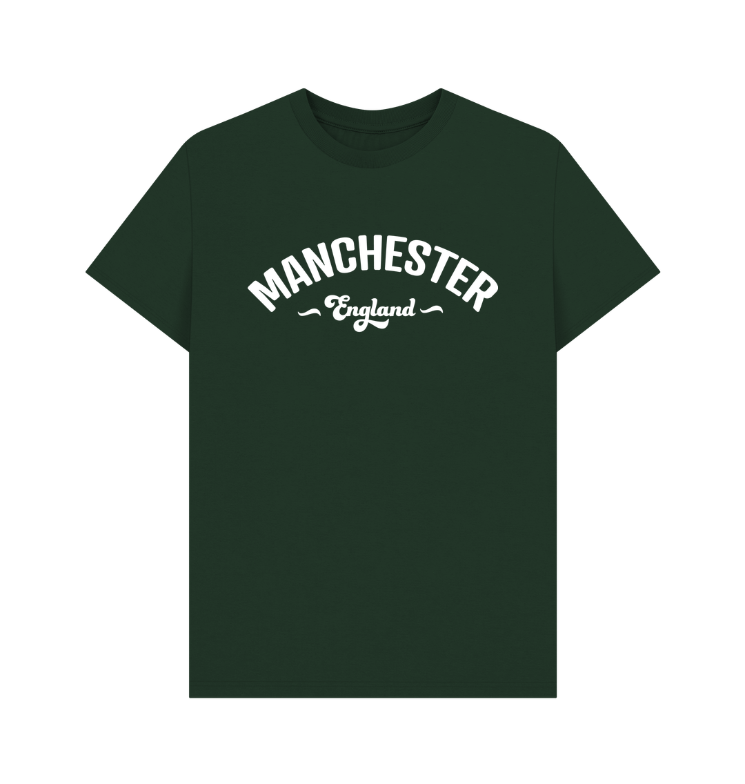 Evergreen Mens Manchester England Mono White Logo T-Shirt