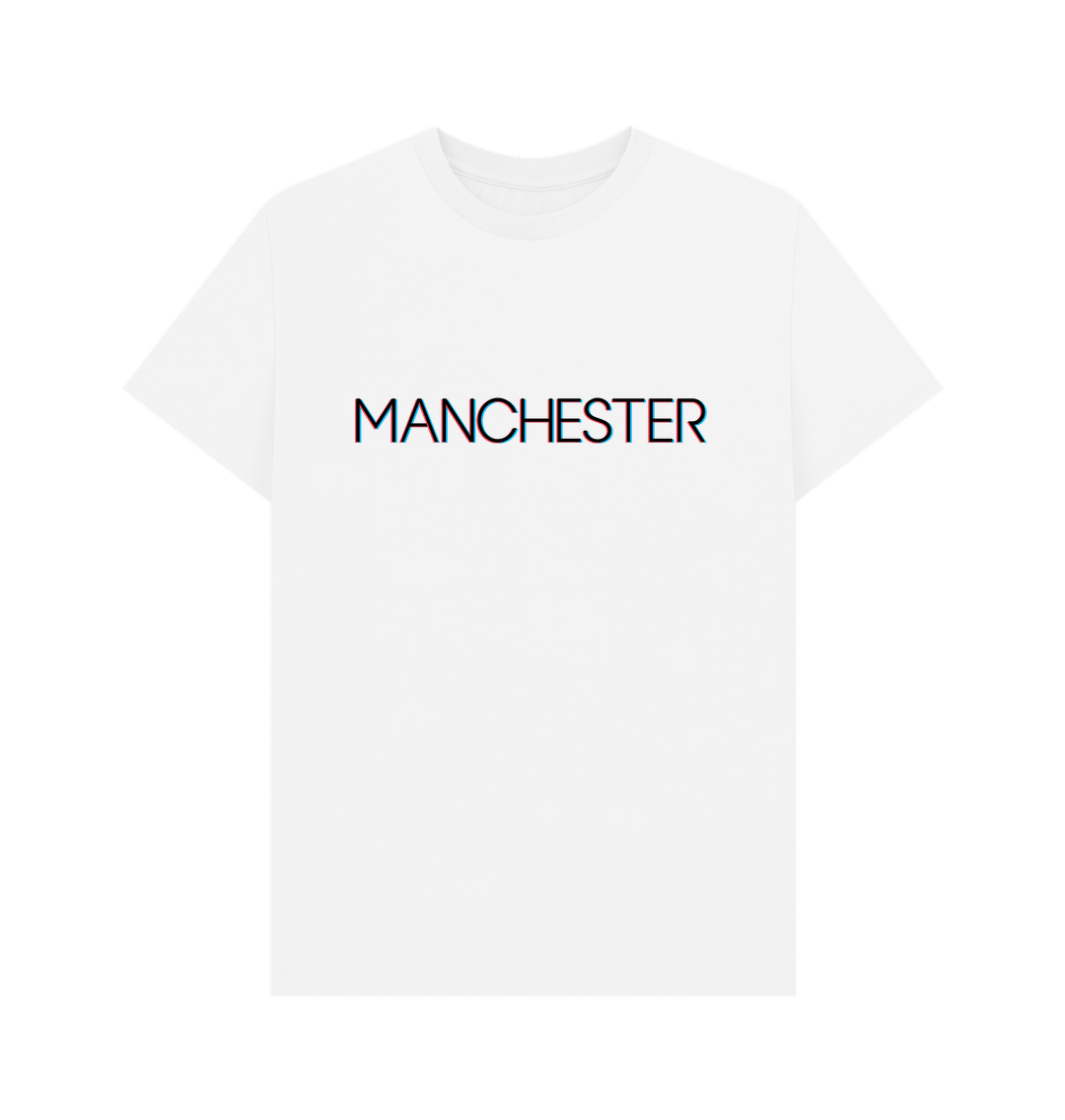White Mens Multi-Colour Manchester Logo T-Shirt