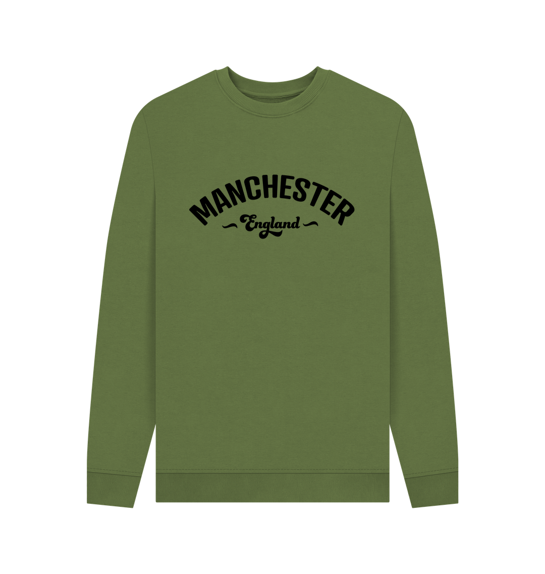 Khaki Mens Manchester England Mono Logo Crew Neck Sweater
