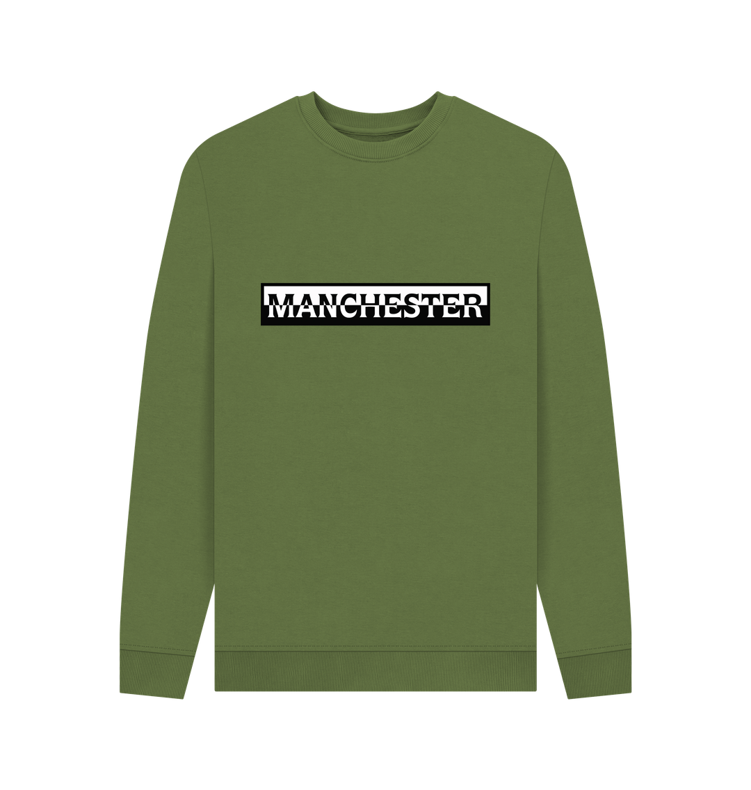 Khaki Mens Monochrome Manchester Logo Crew Neck Sweater