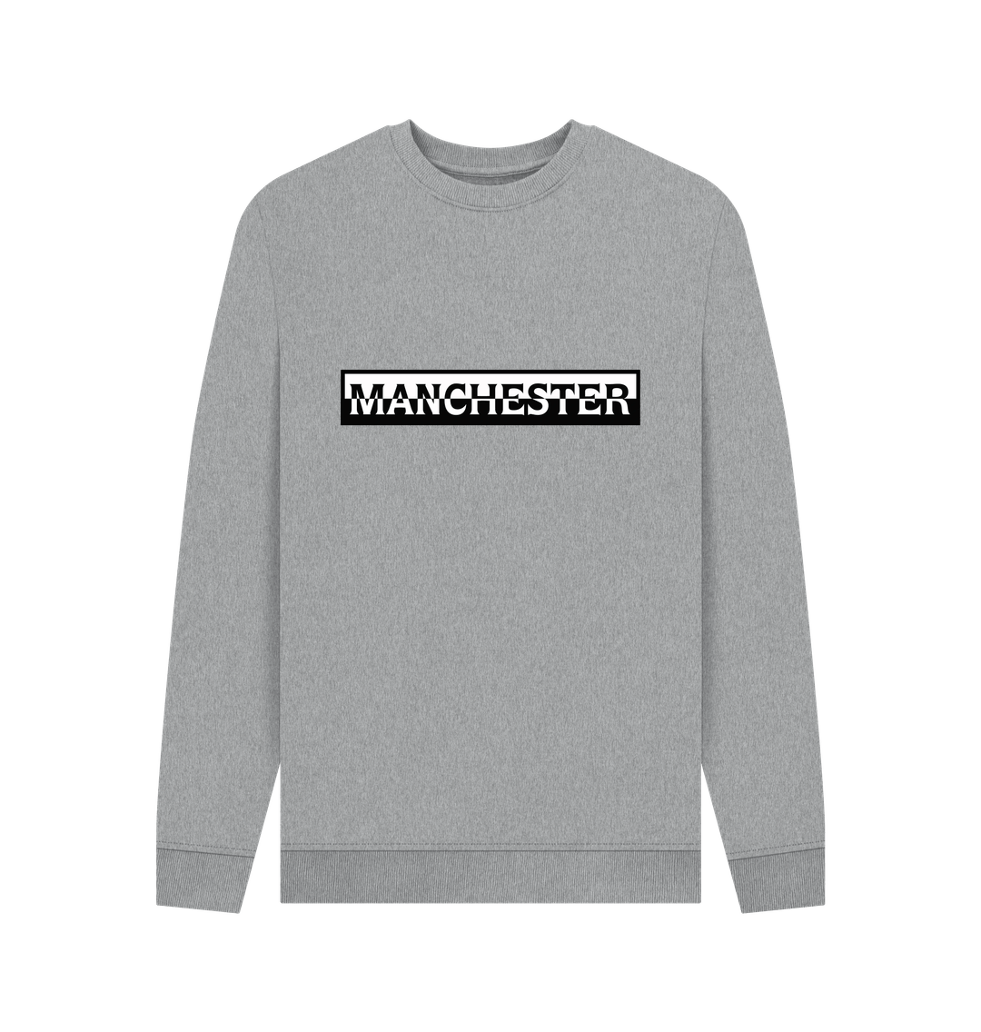 Light Heather Mens Monochrome Manchester Logo Crew Neck Sweater