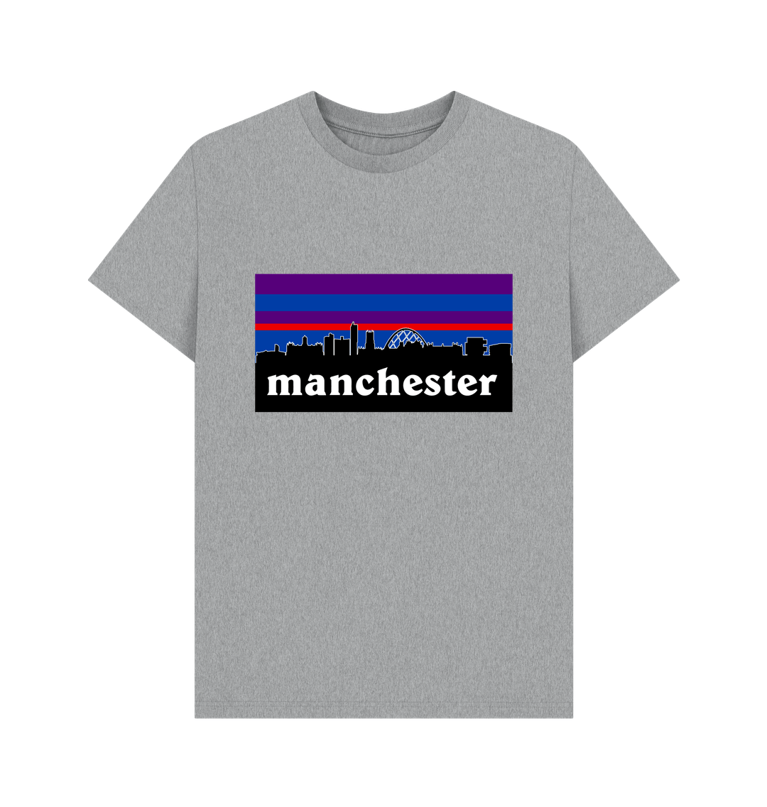 Athletic Grey Manchester Skyline Striped Colour Print Mens