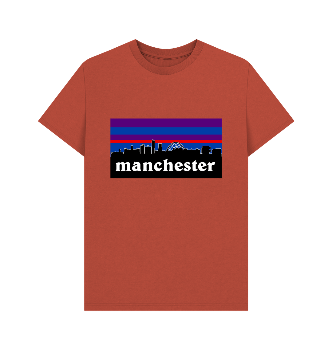 Rust Manchester Skyline Striped Colour Print Mens