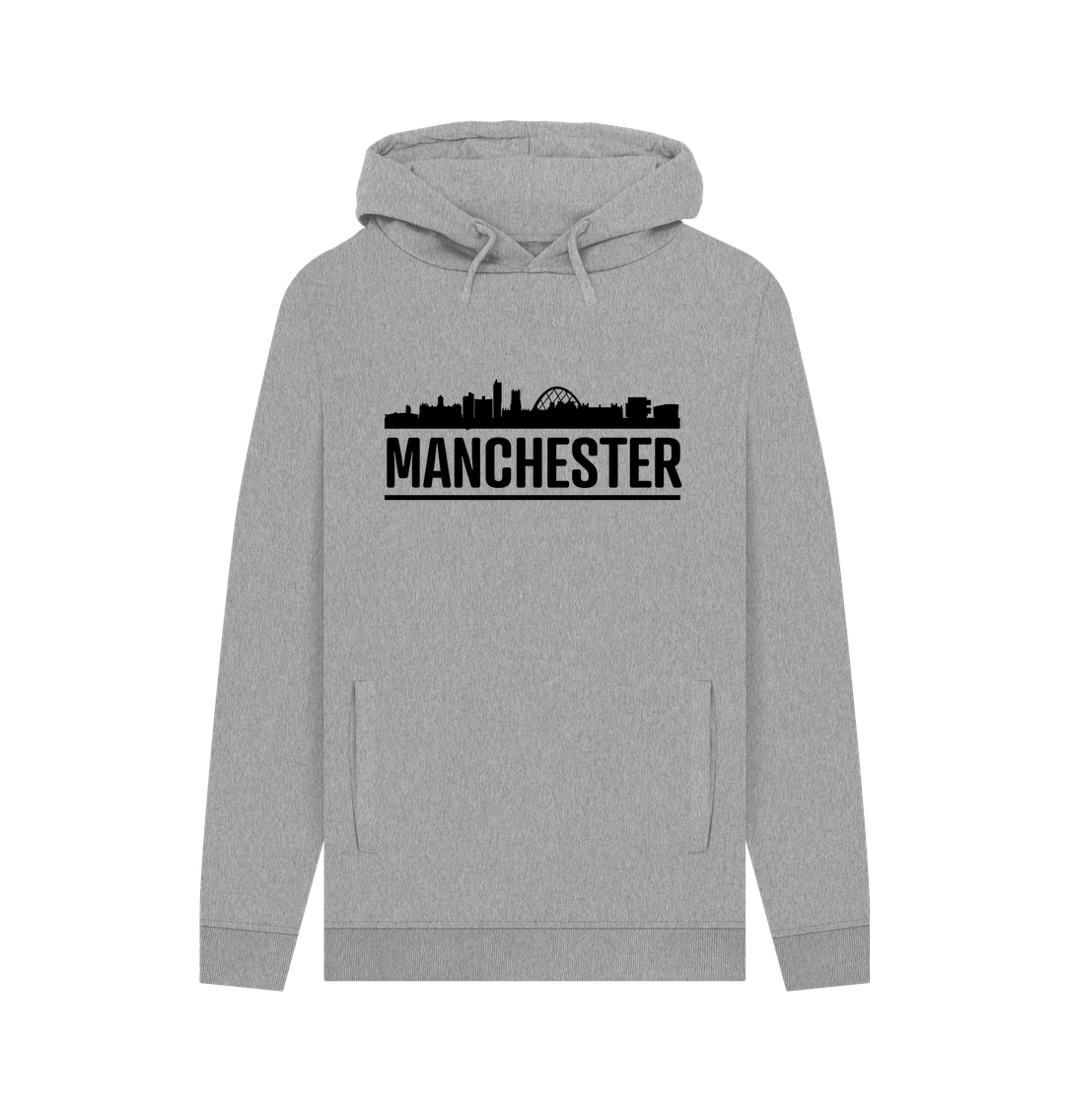 Light Heather Manchester Skyline Logo Monochrome Print Hoodie