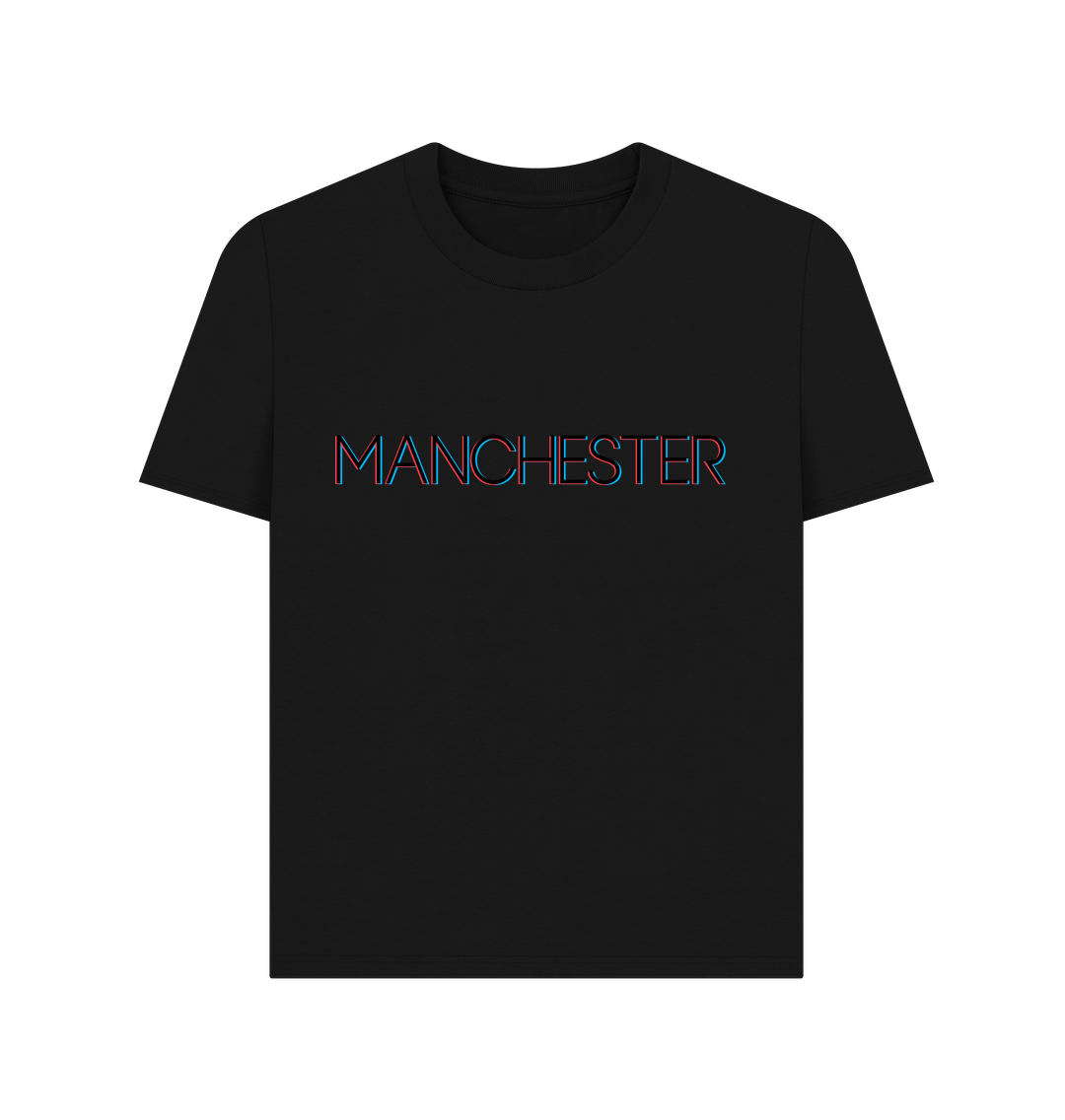 Black Ladies Multi-Coloured Manchester Logo T-Shirt