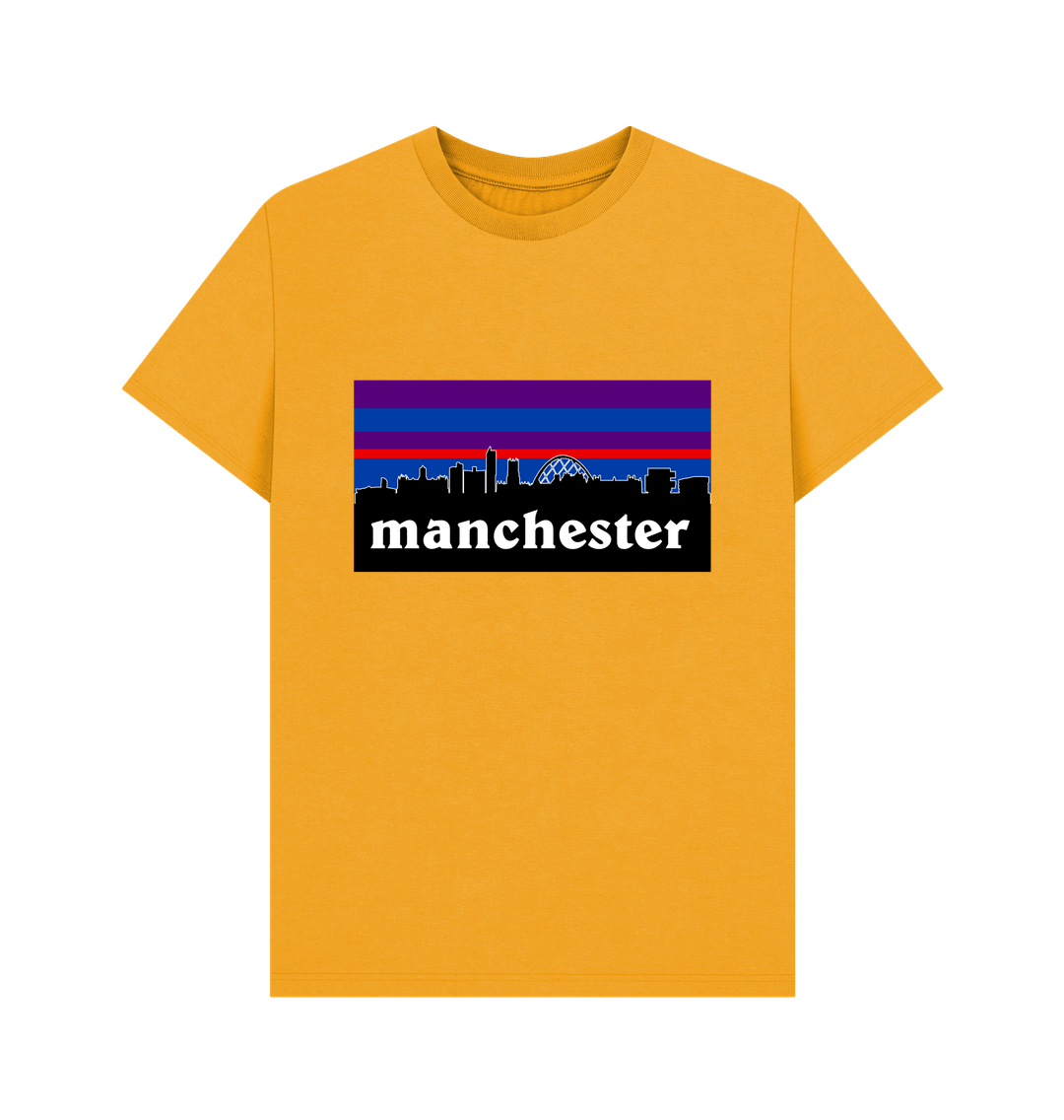 Mustard Manchester Skyline Striped Colour Print Mens