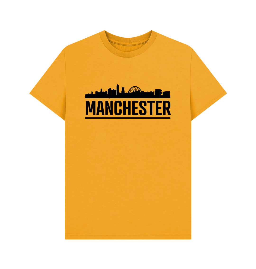 Mustard Manchester Skyline Logo Monochrome Print T-Shirt