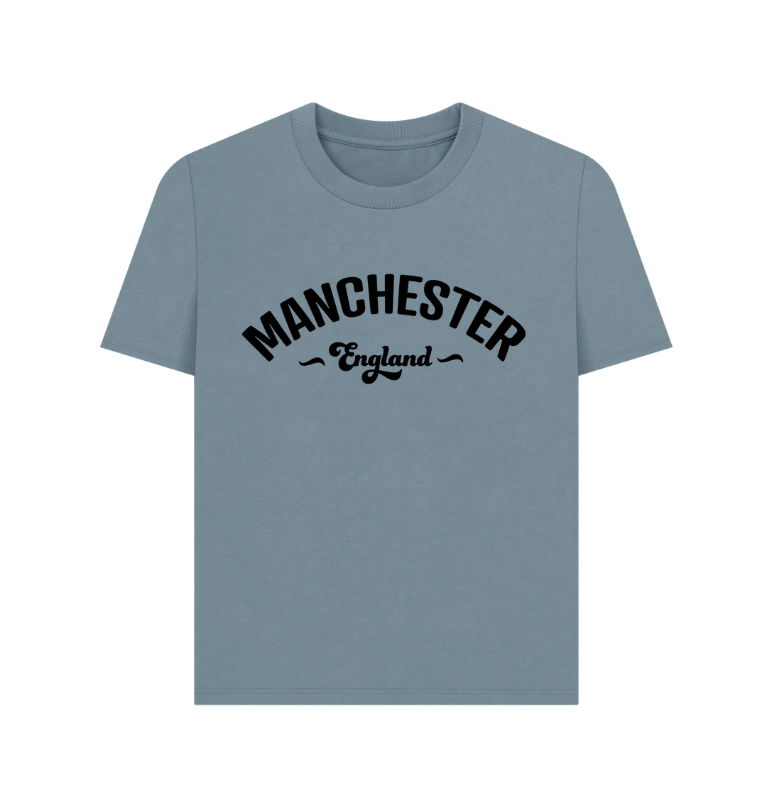 Stone Blue Ladies Manchester England Mono Logo T-Shirt