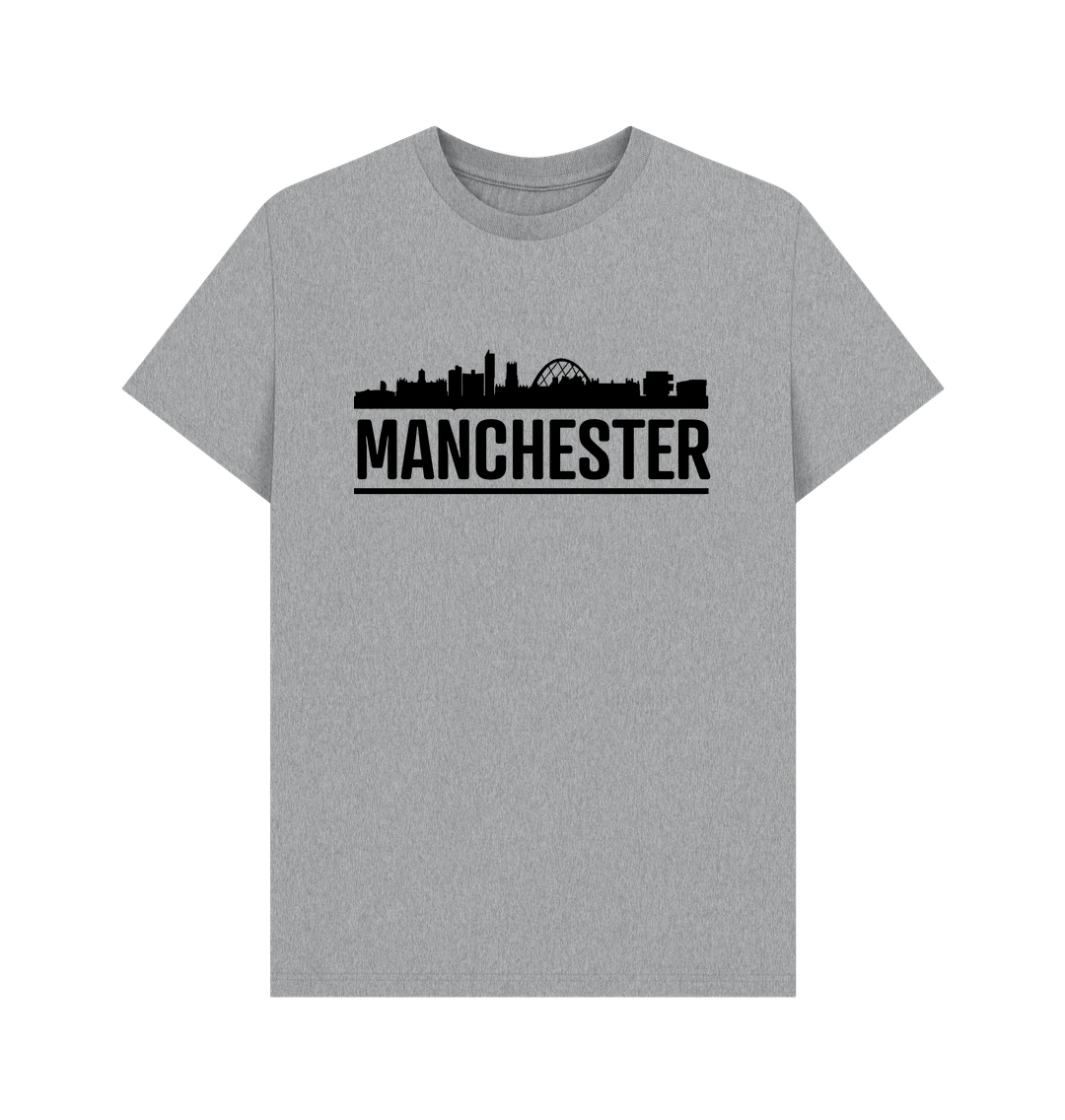 Athletic Grey Manchester Skyline Logo Monochrome Print T-Shirt