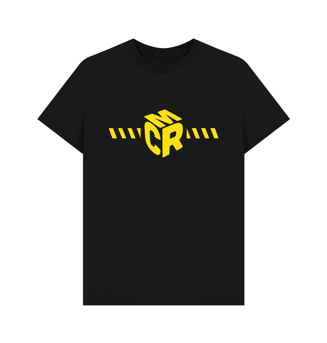 Black Manchester Safety Tape Logo Print T-Shirt