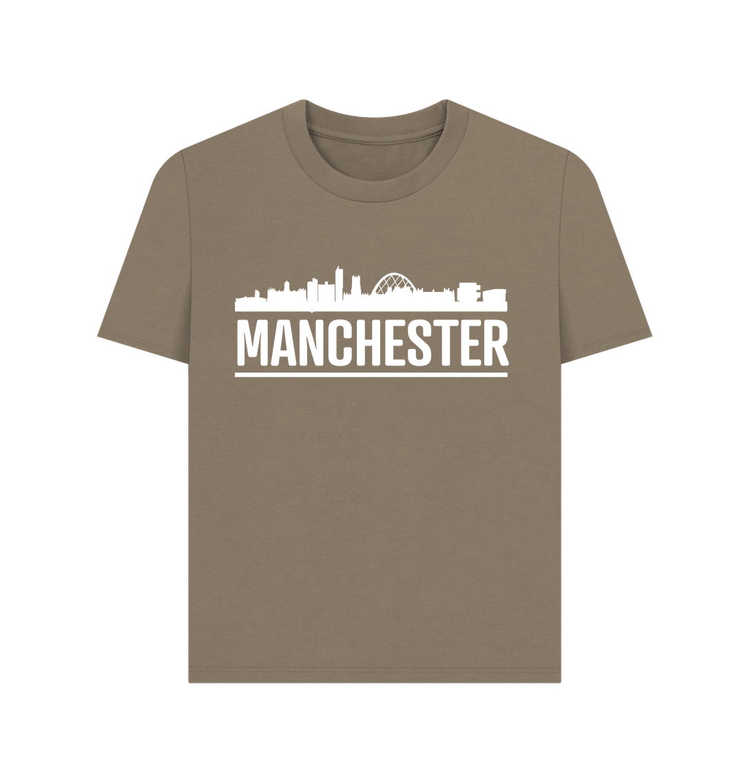 Willow Ladies Manchester Skyline Logo White Monochrome T-Shirt