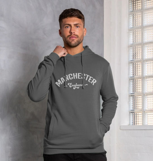 Mens Manchester England Mono White Logo Hoodie