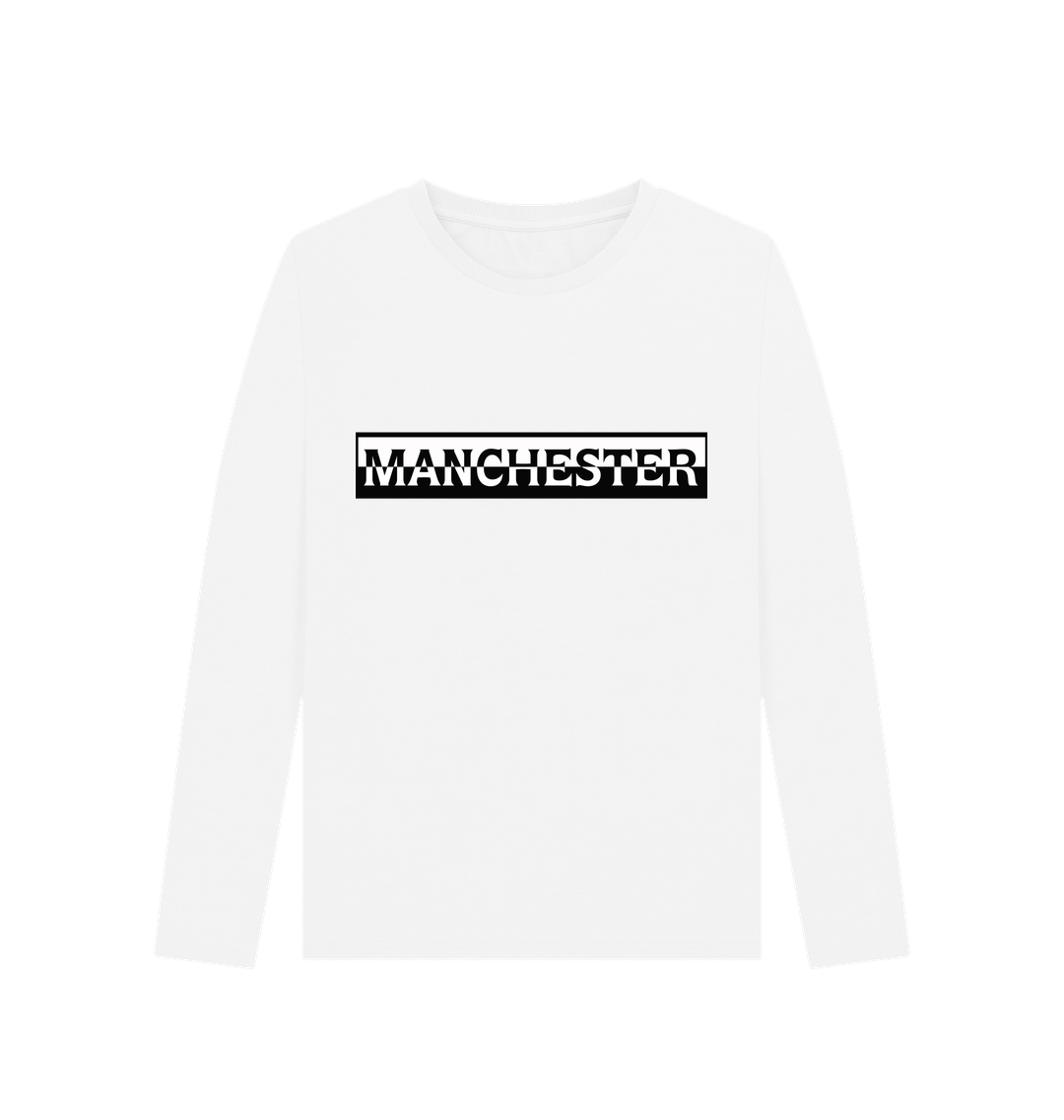 White Ladies Monochrome Manchester Logo Long Sleeved T-Shirt