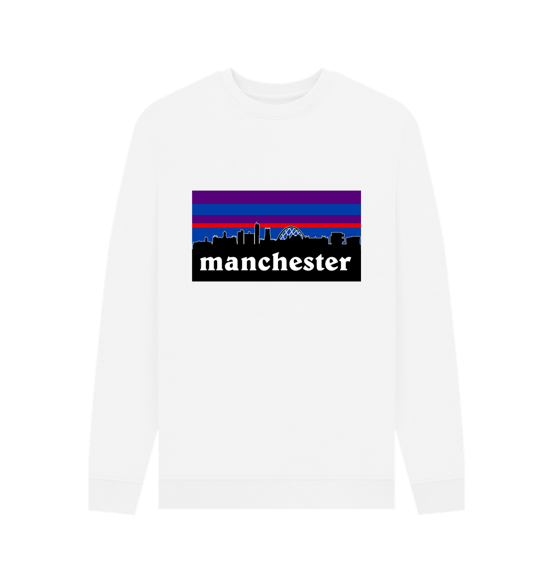 White Manchester Logo with Iconic Skyline