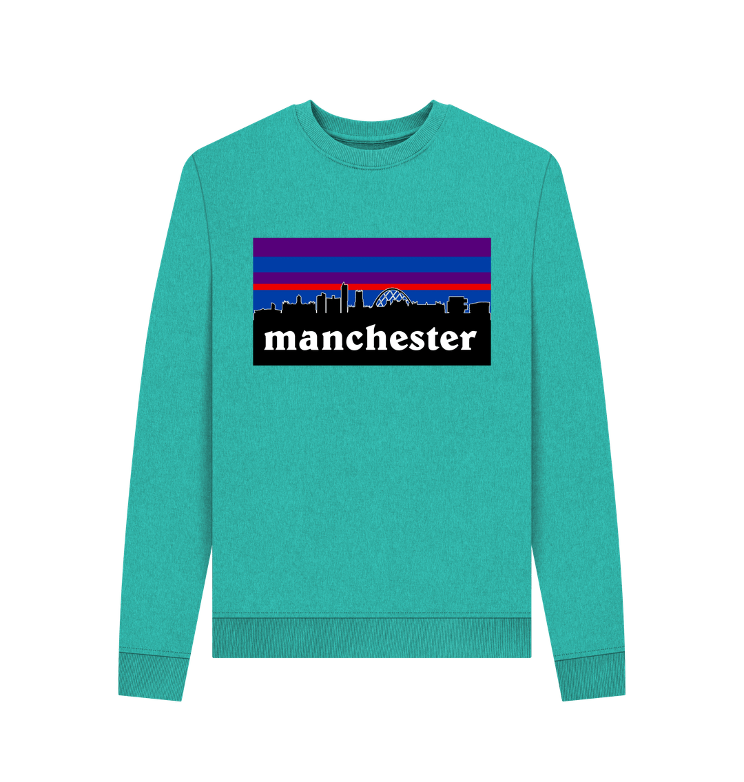 Seagrass Green Ladies Manchester Logo and Skyline Crew Neck Sweat