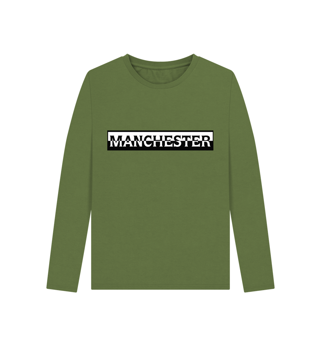 Khaki Ladies Monochrome Manchester Logo Long Sleeved T-Shirt