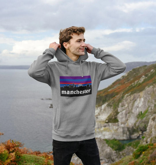 Manchester Skyline Striped Colour Print Mens Hoodie