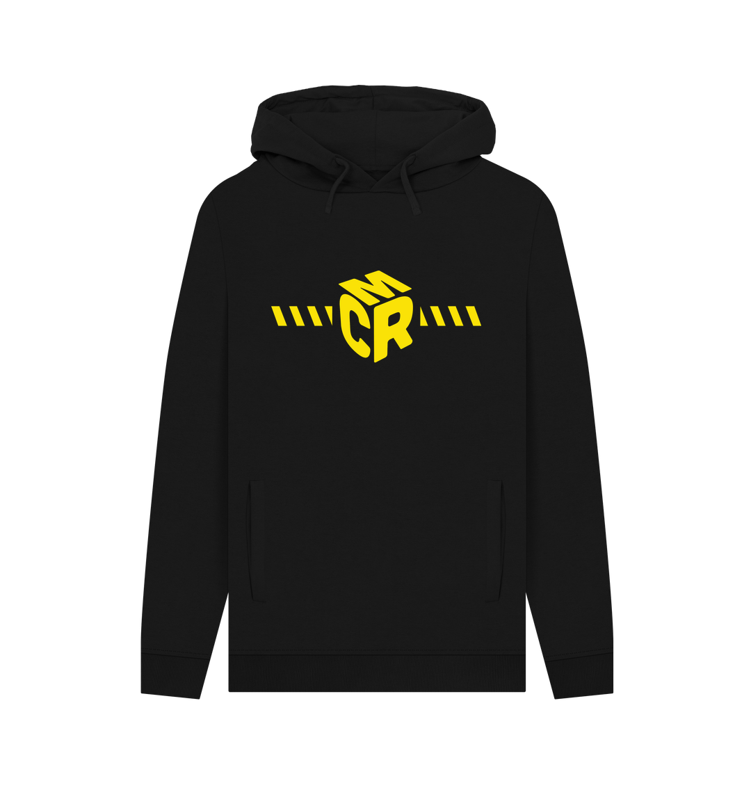 Black Manchester Safety Tape Logo Print Hoodie