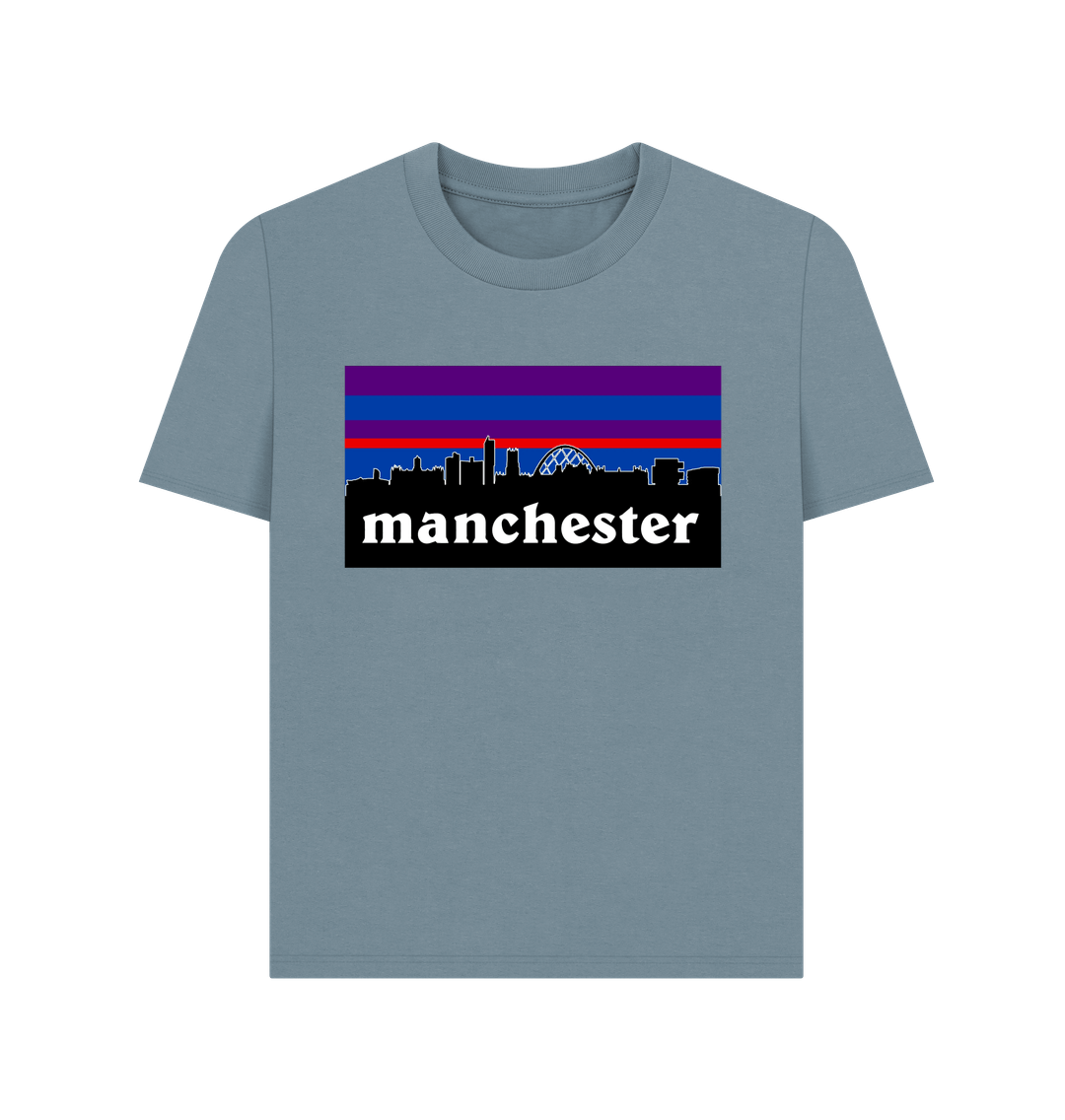 Stone Blue Ladies Manchester Logo and Skyline T-Shirt