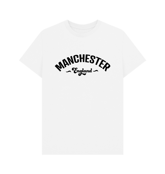 White Mens Manchester England Mono Logo T-Shirt