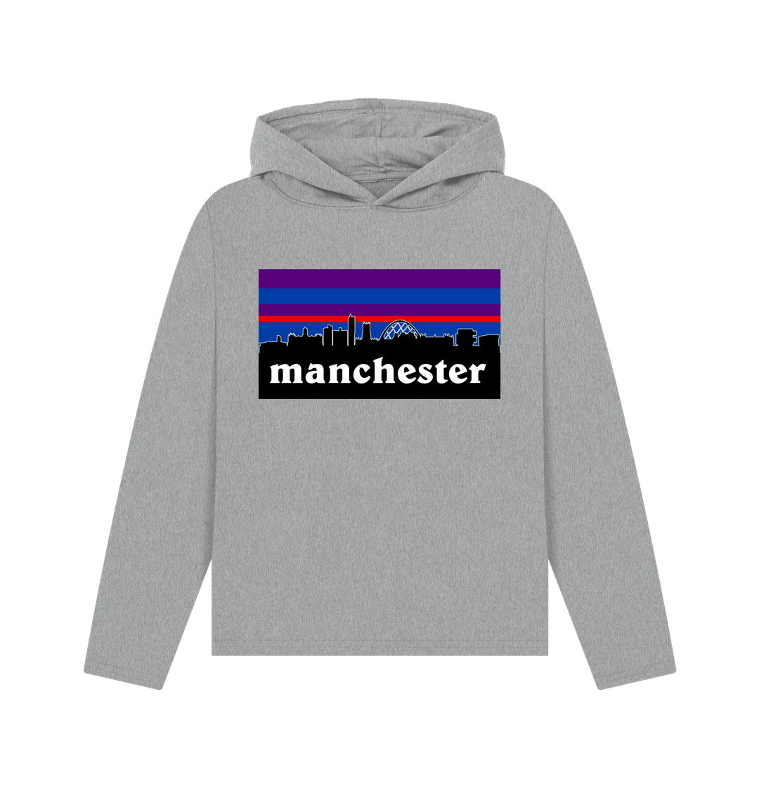 Athletic Grey Ladies Manchester Logo and Skyline Crew Neck Relaxed Fit Hoodie