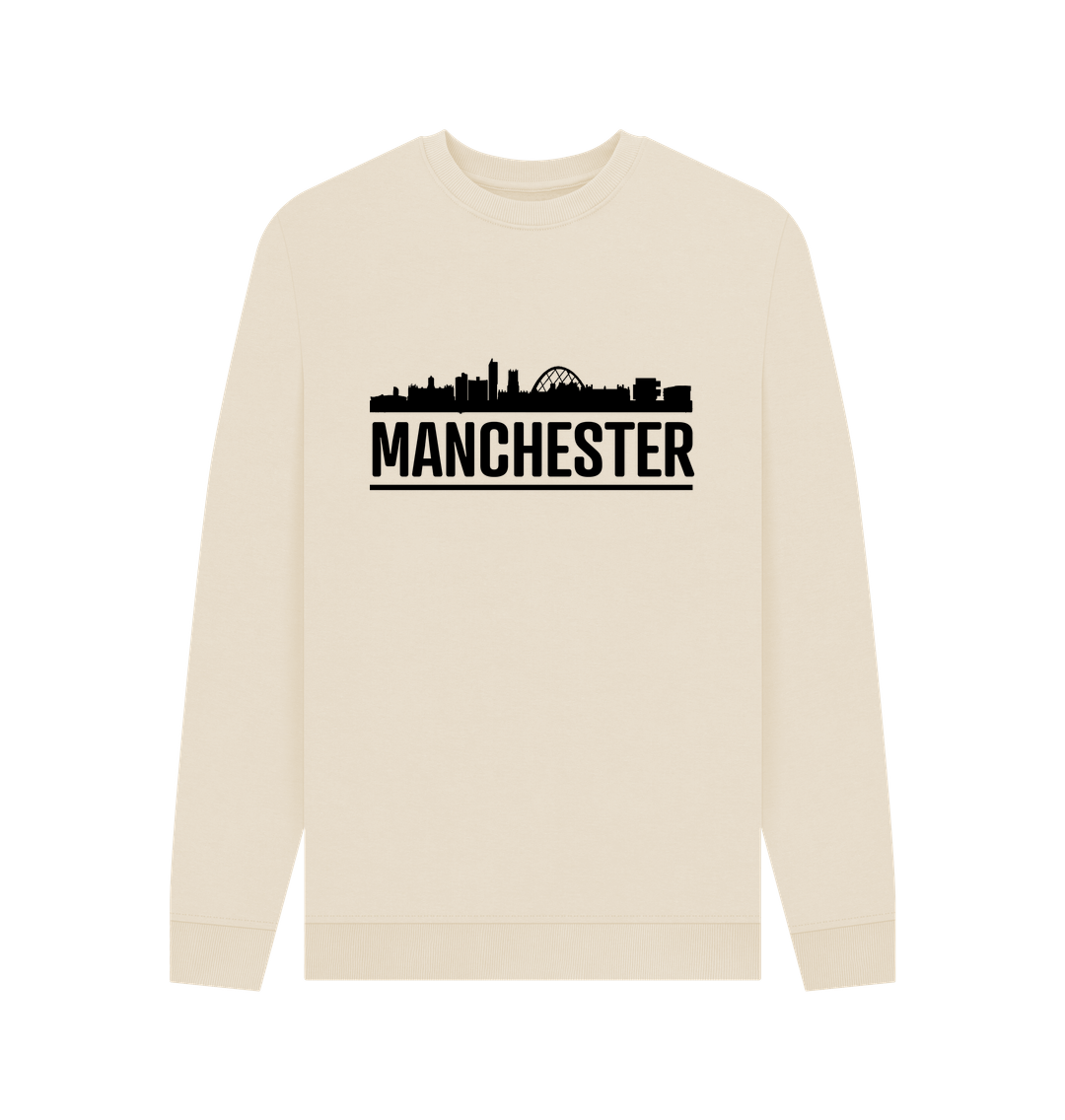 Oat Manchester Skyline Logo Monochrome Print Crew Neck Sweater