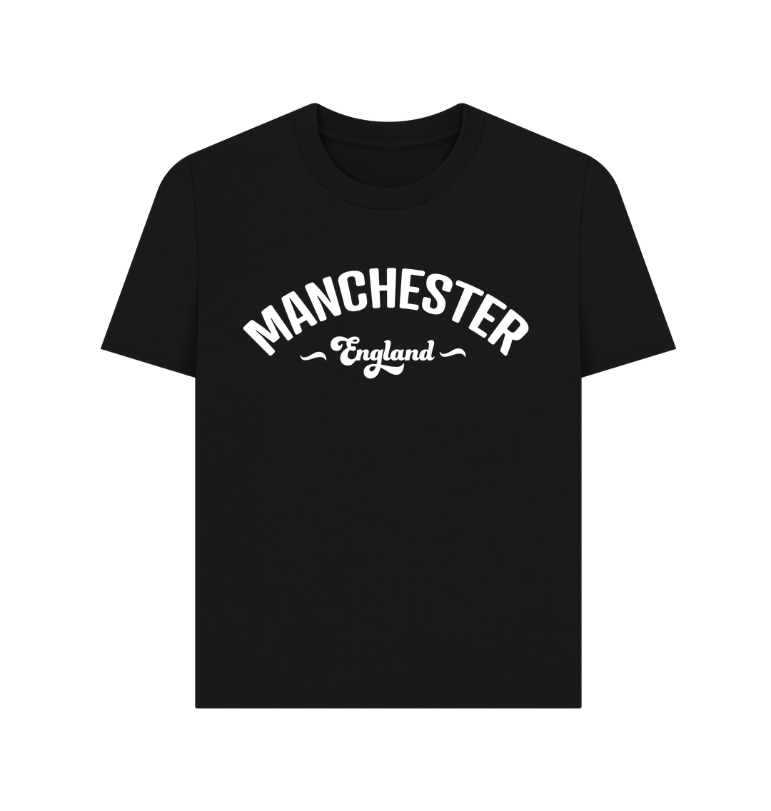 Black Ladies Manchester England Mono White Logo T-Shirt