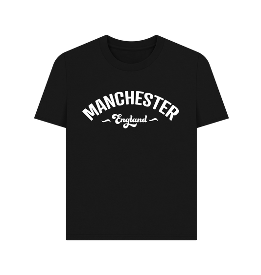 Black Ladies Manchester England Mono White Logo T-Shirt