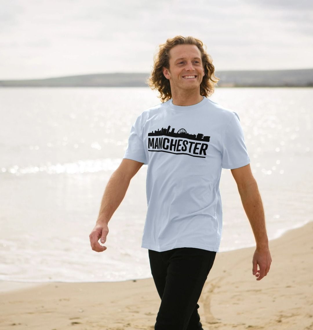 Manchester Skyline Logo Monochrome Print T-Shirt