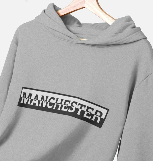 Ladies Monochrome Manchester Logo Long Relaxed Fit Hoodie